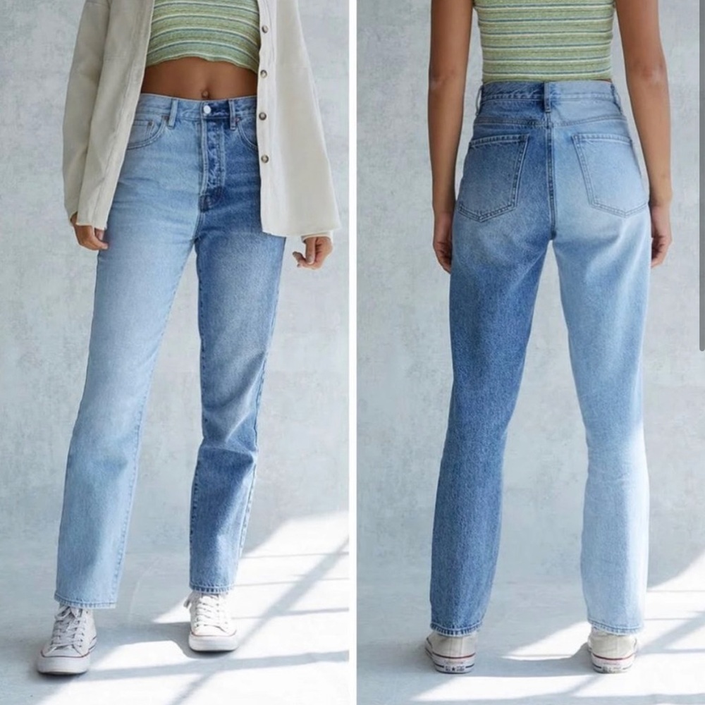 two-tone dad jeans